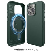 iPhone 15 Pro 対応 ケース MagSafe 対応 PUレザー 耐衝撃ケース 合成皮革 耐衝撃 マグセーフ スマホケース MAGNETIC LEATHER CASE ミッドナイトグリーン EL_IOPCSPLL5_GN