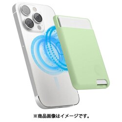 MagSafe 対応 カードケース 磁気防止 マグセーフ カード 収納 ポケット シリコン 製 薄型 カード入れ マグネット 内蔵 カードホルダー SILICONE CARD POCKET パステルグリーン EL_MSCCPSCOP_GR