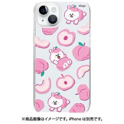 iPhone 15 Plus 対応 ケース ラインフレンズ 公式 ブラウン コニー サリー 耐衝撃 側面 ソフト クリア スマホケース LINE FRIENDS B＆F FRUIT SHOP ピーチ EL_IOPCSPT1F_PC