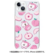 iPhone 15 Plus 対応 ケース ラインフレンズ 公式 ブラウン コニー サリー 耐衝撃 側面 ソフト クリア スマホケース LINE FRIENDS B&F FRUIT SHOP ピーチ EL_IOPCSPT1F_PC