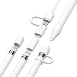 Apple Pencil 第1世代 対応 カバー 紛失防止 落下防止 シリコン 製 キャップ 4点セット アップルペンシル 保護 アクセサリー PROTECTION SET ホワイト EL_AP1CSSC1P_WH