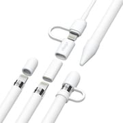 Apple Pencil 第1世代 対応 カバー 紛失防止 落下防止 シリコン 製 キャップ 4点セット アップルペンシル 保護 アクセサリー PROTECTION SET ホワイト EL_AP1CSSC1P_WH