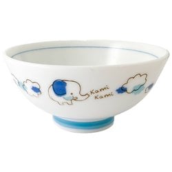 子供用 茶碗 もぐもぐ ぞう 約直径10.7cm×高さ5.3cm ブルー KD-3415