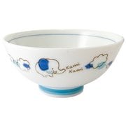 子供用 茶碗 もぐもぐ ぞう 約直径10.7cm×高さ5.3cm ブルー KD-3415