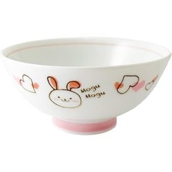 子供用 茶碗 もぐもぐ うさぎ 約直径10.7cm×高さ5.3cm ピンク KD-3416