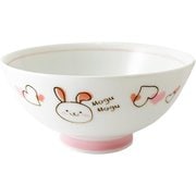 子供用 茶碗 もぐもぐ うさぎ 約直径10.7cm×高さ5.3cm ピンク KD-3416