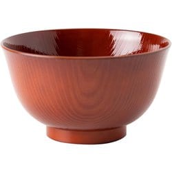 どんぶり 羽反全木目 約直径14.4cm×高さ8.2cm 朱色 AZ23-13