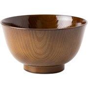 どんぶり 羽反全木目 約直径14.4cm×高さ8.2cm 艶茶色 AZ23-16