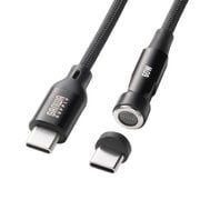 マグネット 充電ケーブル USB Type-C PD60W 1m コネクタ360度+180度回転 CtoC ブラック KU-CCP60MG10BK