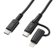 USB-Cケーブル 2in1 ライトニング変換アダプタ付き PD60W 充電/通信 MFi正規認証品 USB2.0 1m ブラック KB-IPLTCCP6010BK
