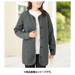 961503004 裏ボアであったかふくれジャカードジャケット Mサイズ チャコール fr961503