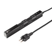 電源タップ 雷ガード マグネット 4個口 2m 180度回転 USBポート付き スリム 折りたたみ式プラグ USB-C×1/USB A×1 PD20W 多機能 ブラック TAP-B113UC-2BK