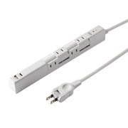 電源タップ 雷ガード マグネット 4個口 2m 180度回転 USBポート付き スリム 折りたたみ式プラグ USB-C×1/USB A×1 PD20W 多機能 ホワイト TAP-B113UC-2W