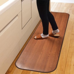 消臭加工付き 木目調フロアマット 90×120 ブラウン フリーマット BR（PE6802） 90X120 滑り止め付き