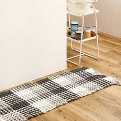 ワッフル風マット チェック柄 エルフ 45×240 ブラック