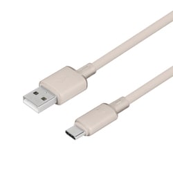 USB Type-A to Type-C シリコンケーブル Mignonne（ミニョン） 1.2m 急速充電3A/データ転送 シースルー素材採用 防汚コーティング マッシュルームベージュ OWL-CBS1MINAC12-BE