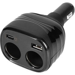 アクセサリーソケット×2 ダイレクト型 車載充電器 最大PD30W出力 USB Type-C×1/USB Type-A×1 ブラック OWL-CCUCD2D2-BK