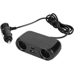 アクセサリーソケット×2 ケーブル型 車載充電器 最大PD30W出力 USB Type-C×1/USB Type-A×1 ブラック OWL-CCUCD2C2-BK