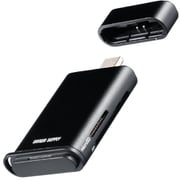 Type-Cカードリーダー USB3.2 Gen2 10Gbps SD/microSD 同時認識可能 UHS-II対応 高速転送 コンパクト アルミ筐体 ストラップホール ブラック ADR-5TCMSD2BK