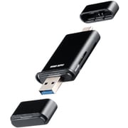 Type-C/USB Aカードリーダー USB3.2 Gen2 10Gbps SD/microSD 同時認識可能 UHS-II対応 高速転送 コンパクト アルミ筐体 ストラップホール ブラック ADR-5TCMSD3BK