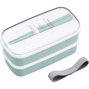 ランチボックス 弁当箱 2段 330ml 320ml ひのきのぷら 抗菌 電子レンジ対応 食洗機対応 箸付 仕切付 ランチベルト付 ブルー 日本製 PW-14S