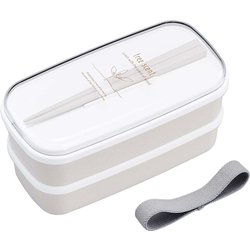 ランチボックス 弁当箱 2段 330ml 320ml ひのきのぷら 抗菌 電子レンジ対応 食洗機対応 箸付 仕切付 ランチベルト付 ホワイト 日本製 PW-14S