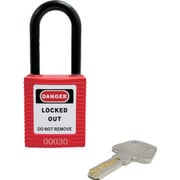 セーフラン ロックアウト用絶縁パドロック 赤 吊38mmタイプ 14671-1