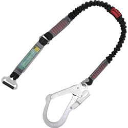 胴ベルト型墜落制止用器具用副ランヤード（伸縮タイプ）ノビロン（BK）ショックアブソーバ+連結環FL-51・フックFS-93-1 D環止めなし TBL-AT-NV-S5931-BK-N-JAN-BP