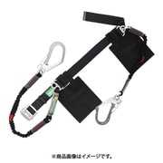 胴ベルト型墜落制止用器具(伸縮タイプ)補助ロープ2丁掛け仕様 ノビロン+伸縮式補助ロープ(BK) 黒 Mサイズ ベルト幅50MM×長さ1200MM TB-NV-2-593-NV-BLK-BK-M-JAN-BP