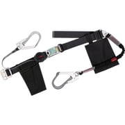 胴ベルト型墜落制止用器具(巻取タイプ)補助ロープ2丁掛け仕様 ロック機構付きワン・ハンドリトラ+伸縮式補助ロープ 黒 Mサイズ 幅50MM×長さ1200MM TBORL2593NVBLKBKMBP