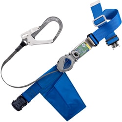 胴ベルト型墜落制止用器具（巻取タイプ）ロック機構付き 2WAYリトライト 青 Lサイズ 幅50MM×長さ1400MM ワンタッチバックル仕様 TB-TRL-OT593-BL4-L-BP