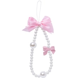 リボン＆パールDUOストラップ ピンク PN-RPEARL-DUO-PK