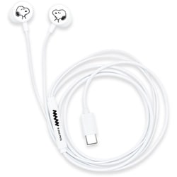 ピーナッツ リモコンマイク付き USB Type-C ステレオイヤホン ホワイト SNGG-156WH