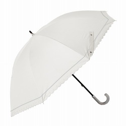 長傘 晴雨兼用 HAU スカラップ 47cm 手開き式 UVカット加工 オフホワイト 10002954