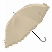 長傘 晴雨兼用 HAU 裾フリル 47cm 手開き式 UVカット加工 モカ 10002955
