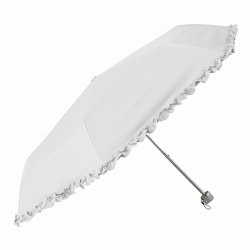 折りたたみ傘 晴雨兼用 HAU 裾フリル 55cm 手開き式 UVカット加工 オフホワイト 10002957