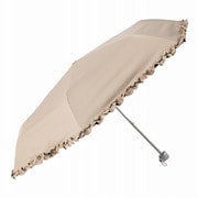 折りたたみ傘 晴雨兼用 HAU 裾フリル 55cm 手開き式 UVカット加工 モカ 10002957