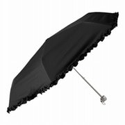 折りたたみ傘 晴雨兼用 HAU 裾フリル 55cm 手開き式 UVカット加工 ブラック 10002957