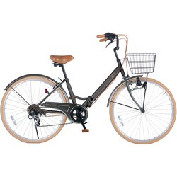 折畳シティサイクル 26インチ 6段ギア ダークグレイ×クリーム GR-Belinda