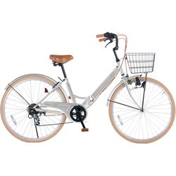 折畳シティサイクル 26インチ 6段ギア シルバー×クリーム GR-Belinda