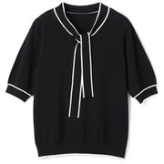 配色ボウタイニット（黒/M） レディース 693957