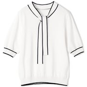 配色ボウタイニット（ベージュ/L） レディース 693957