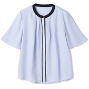 配色バンドカラーブラウス(ブルー/M) レディース LE25S06M