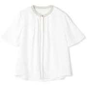 配色バンドカラーブラウス(白/L) レディース LE25S06M