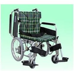 車いす（介助用・アルミ製）背折れ式 緑チェックA9 KA816-40B-LO