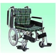 車いす（介助用・アルミ製）背折れ式 緑チェックA9 KA816-40B-LO