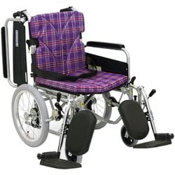 車いす（介助用・アルミ製）背折れ式 紫チェックA11 KA816-38ELB-LO