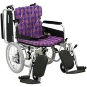 車いす(介助用・アルミ製)背折れ式 紫チェックA11 KA816-38ELB-LO