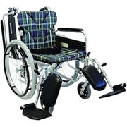 車いす(自走用・アルミ製)背折れ式 緑チェックA9 KA822-40ELB-H