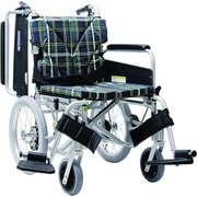 車いす(介助・アルミ製)背折れ式 緑チェックA9 KA816-40B-M
